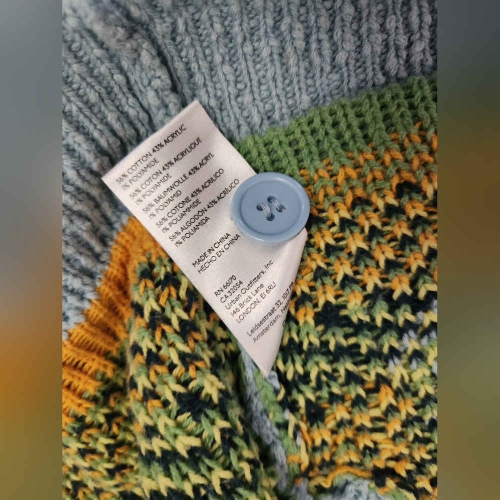 Anthropologie Maeve Melanie Shrunken Cardigan Blue Lemon Sweater Vest Size Small - Picture 5 of 11